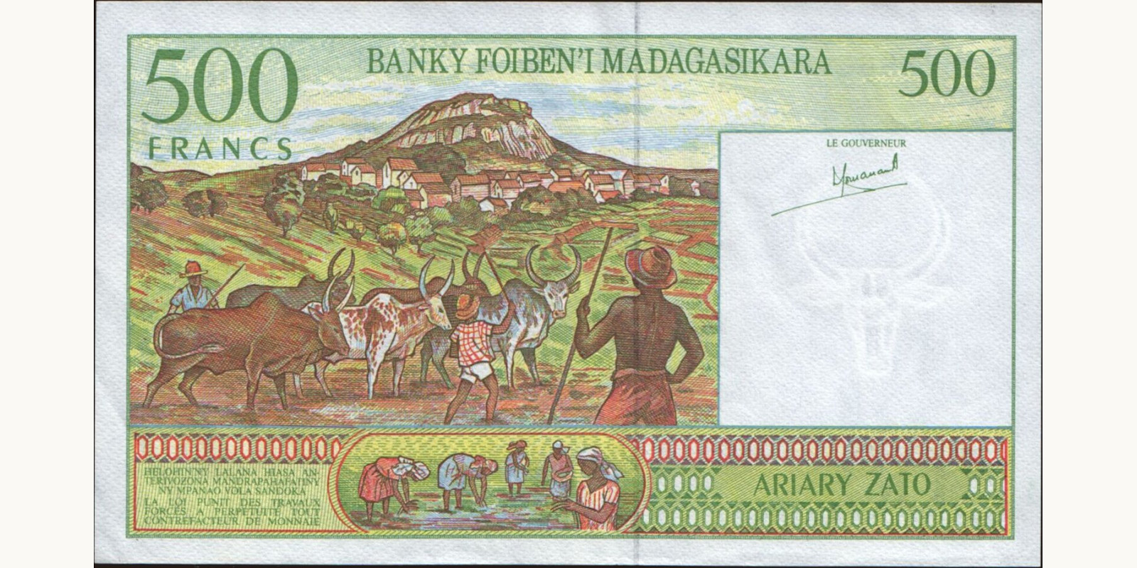 500 franc Madagascar 1994 — Back side