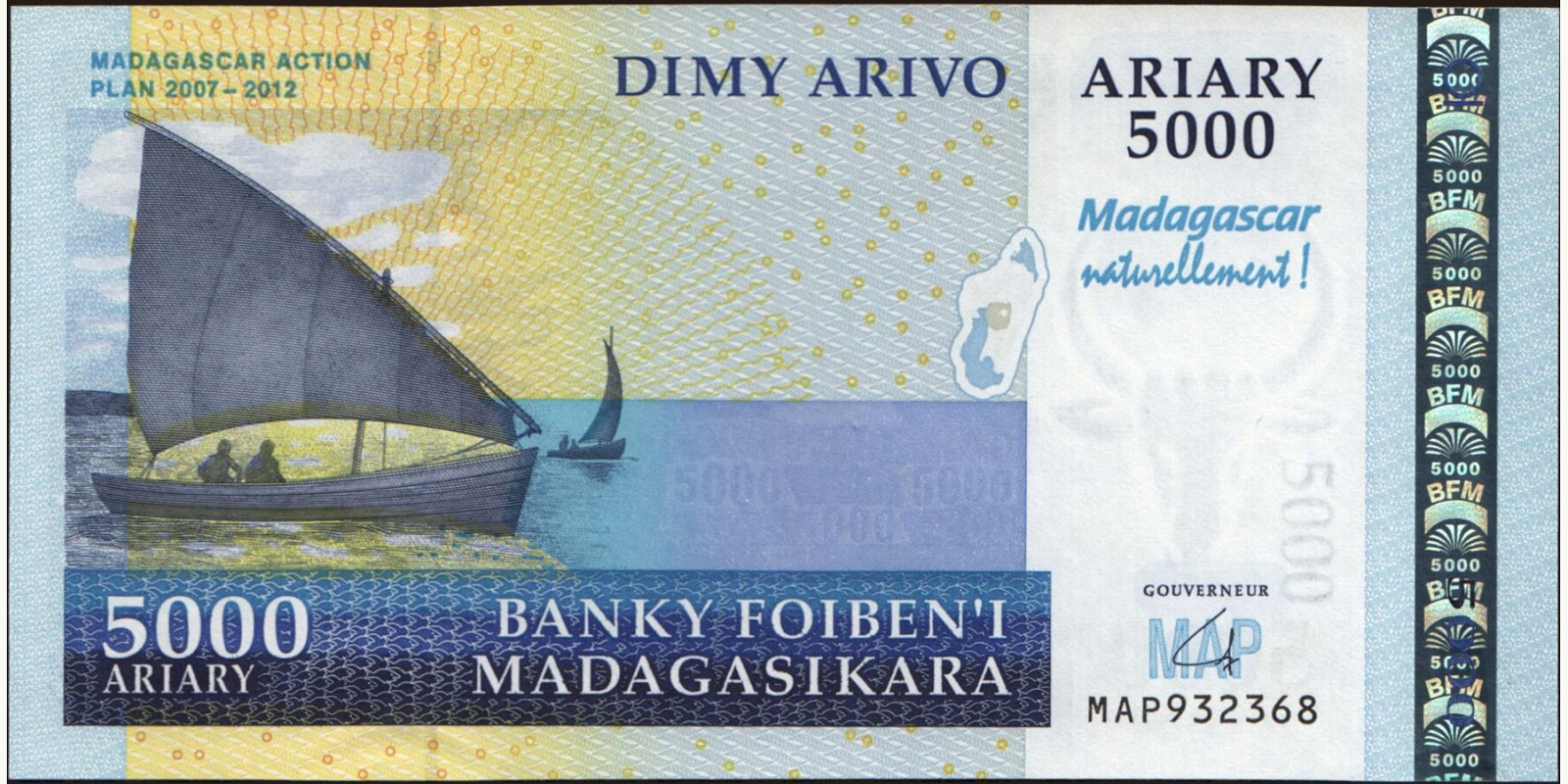 5000 ariary Мадагаскар 2007 — Лицевая сторона