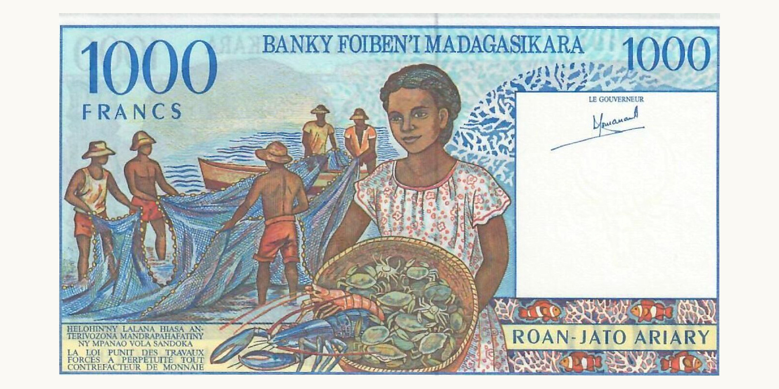 1000 franc Madagascar 1994 — Back side