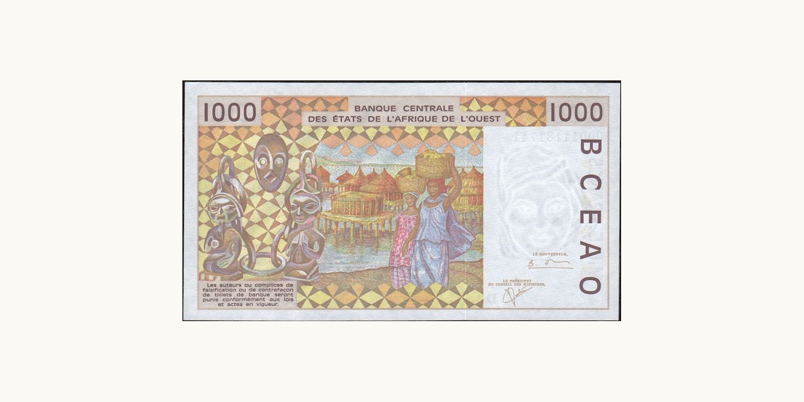 1000 franc Мали 2000 — Оборотная сторона