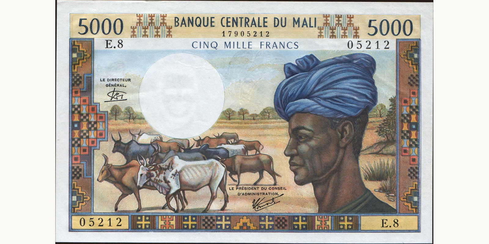 5000 franc Мали 1972 — Лицевая сторона