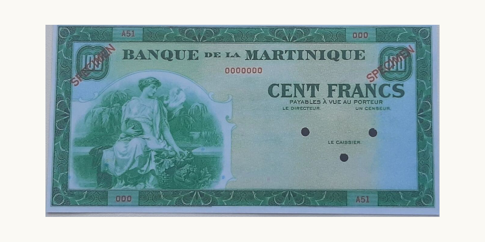100 franc Martinique 1942 — Front side