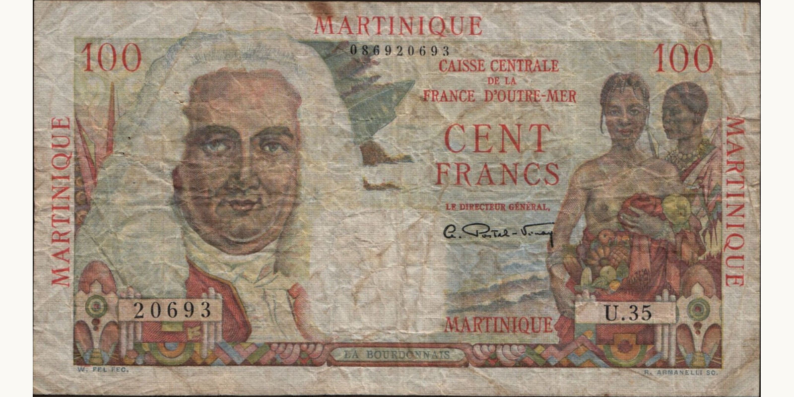 100 francs Мартиника 1944 — Оборотная сторона
