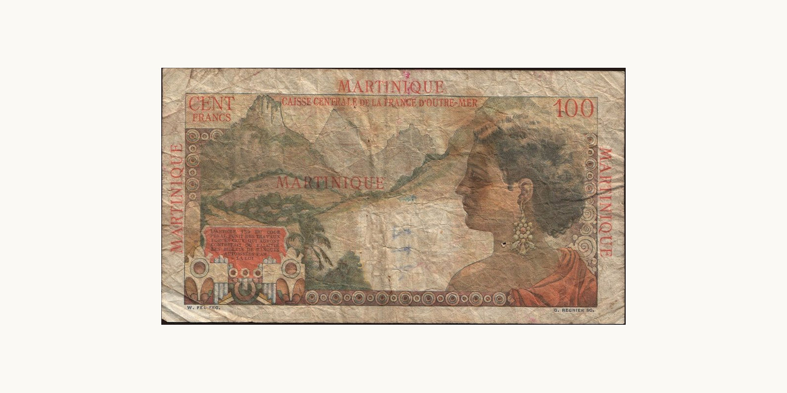 100 francs Martinique 1947 — Back side