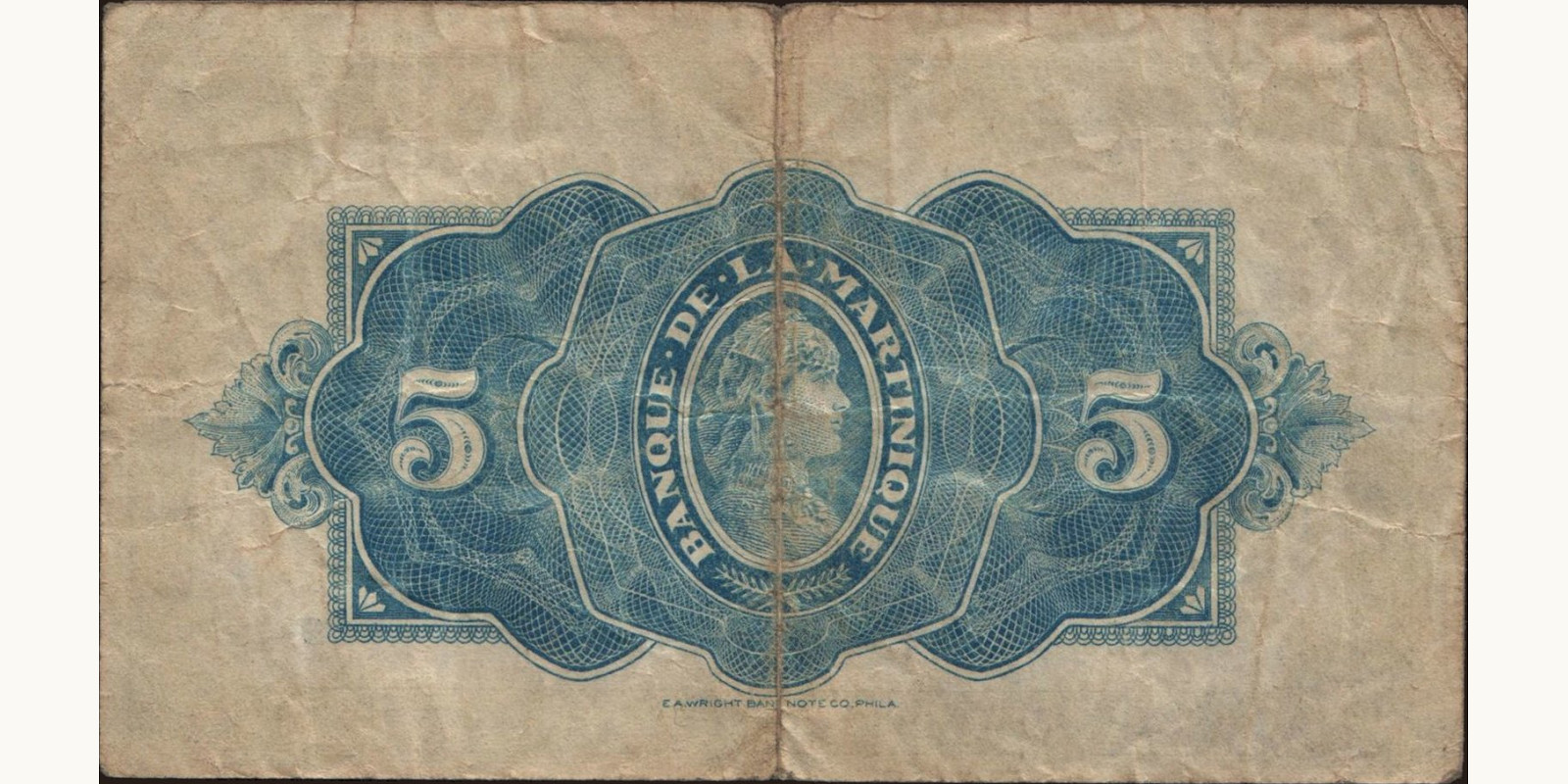 5 francs Мартиника 1942 — Оборотная сторона