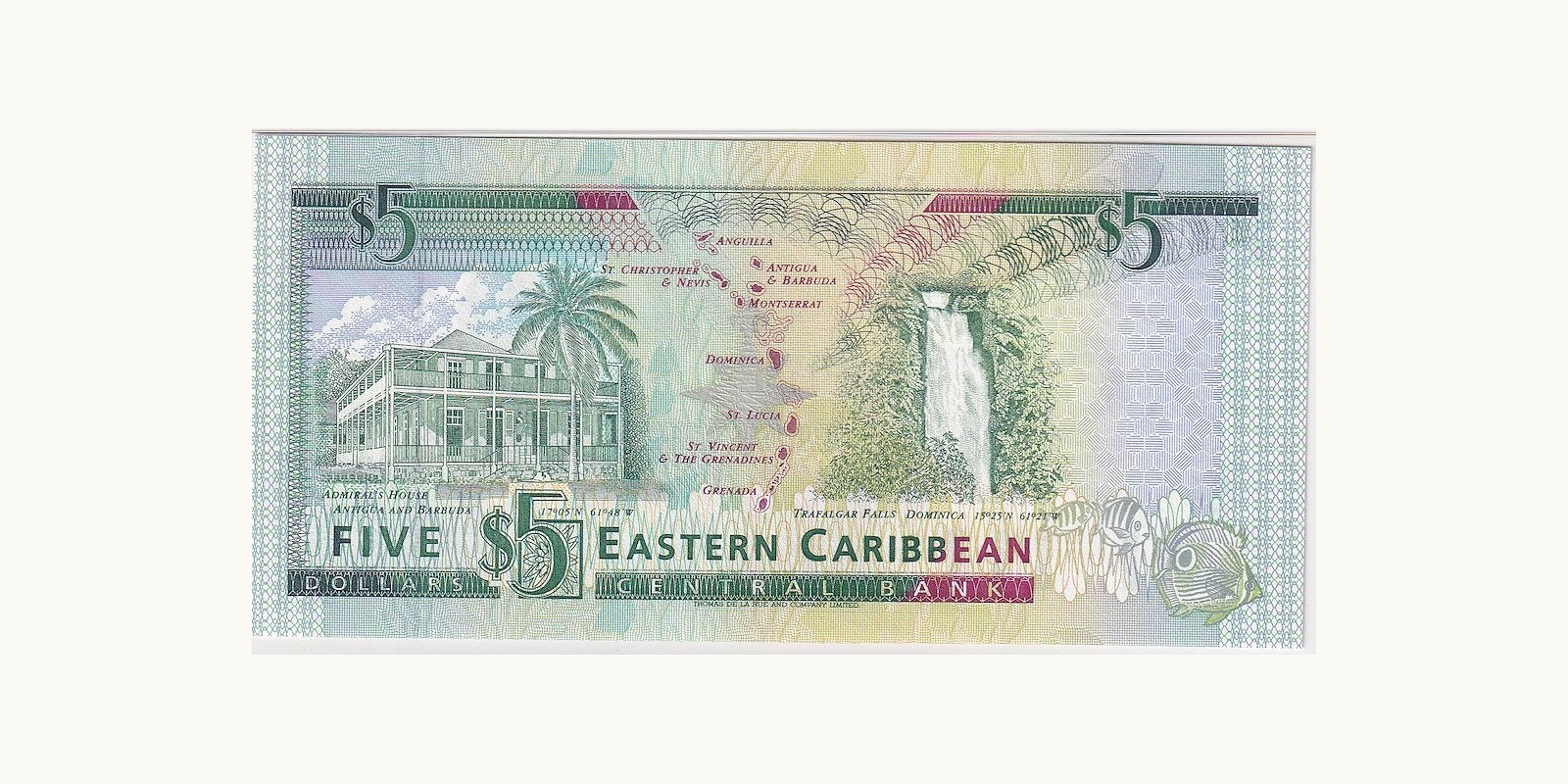 5 Dollars Montserrat 1993 — Back side