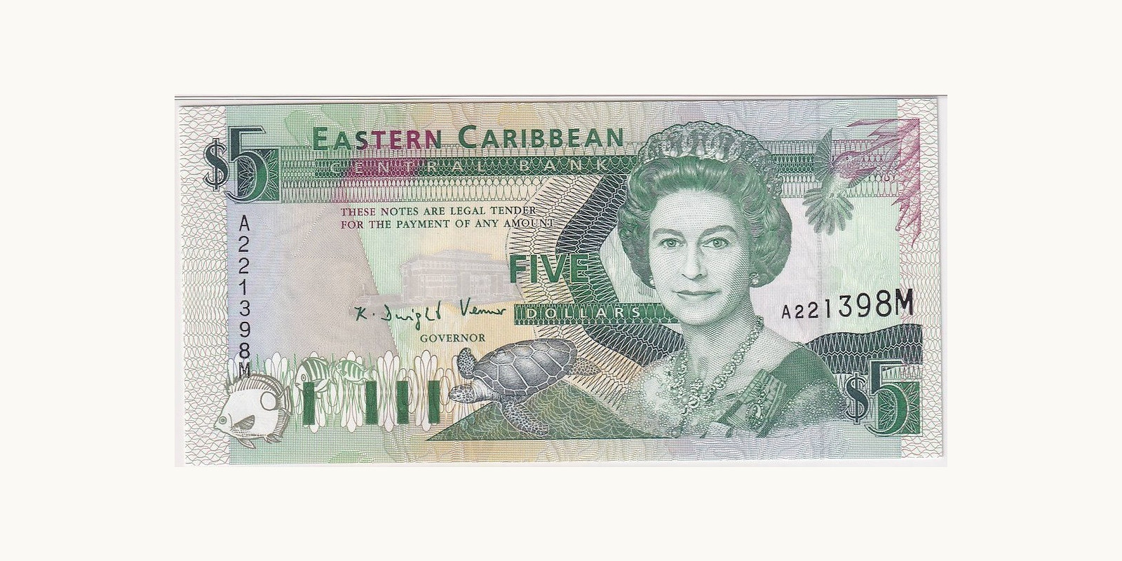 5 Dollars Montserrat 1993 — Front side