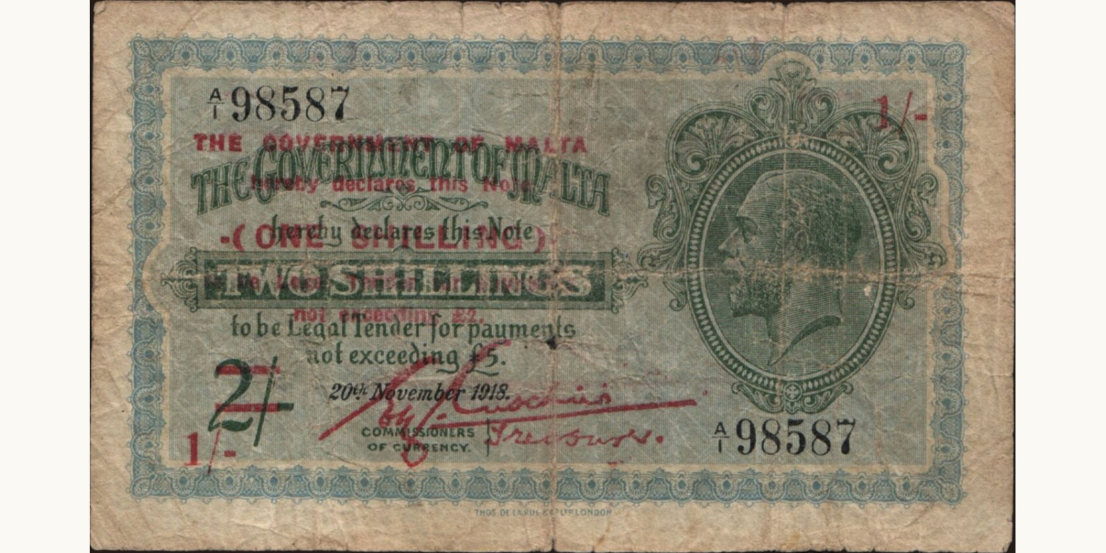 1 shilling Мальта 1940 — Лицевая сторона