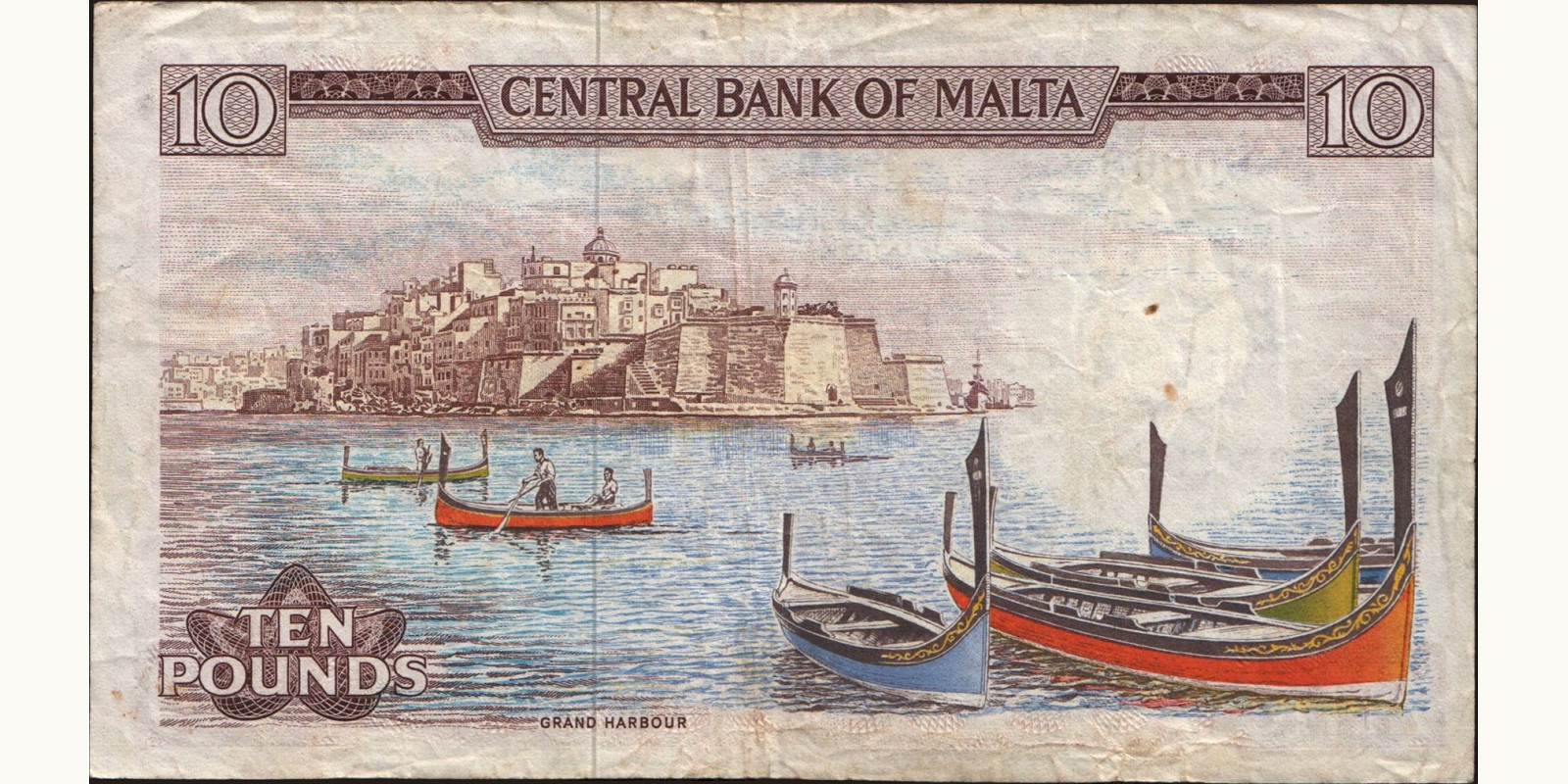 10 liri Мальта 1973 — Оборотная сторона