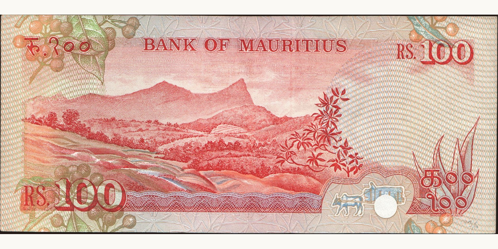 100 rupees Маврикий 1987 — Оборотная сторона