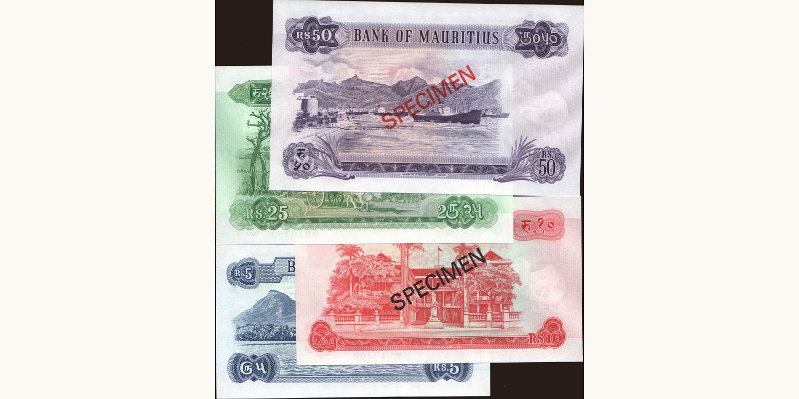 50 rupees Mauritius 1967 — Back side