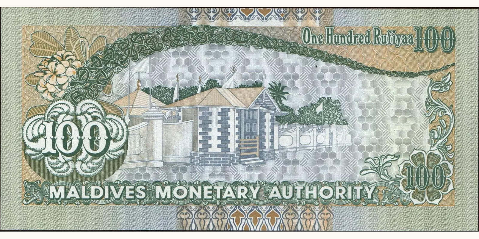 100 rufiyaa Мальдивы 1995 — Оборотная сторона