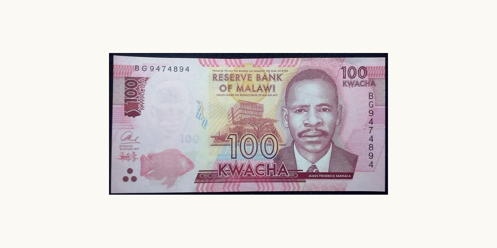 100 kwacha Malawi 2017 — Front side