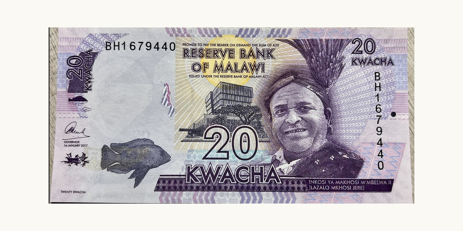 20 kwacha Malawi 2017 — Front side
