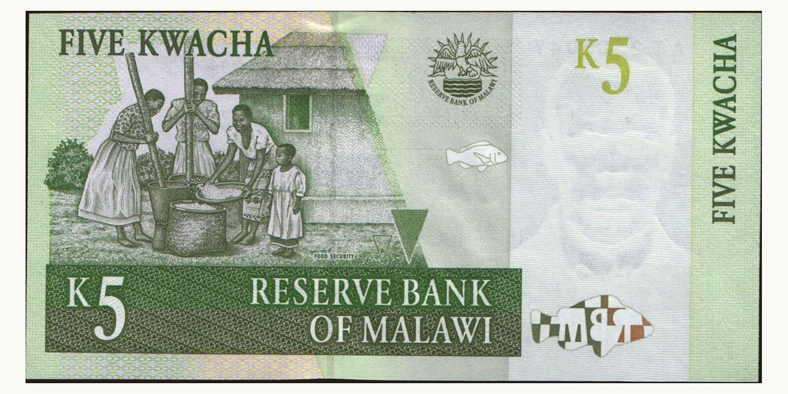 5 kwacha Малави 1997 — Оборотная сторона