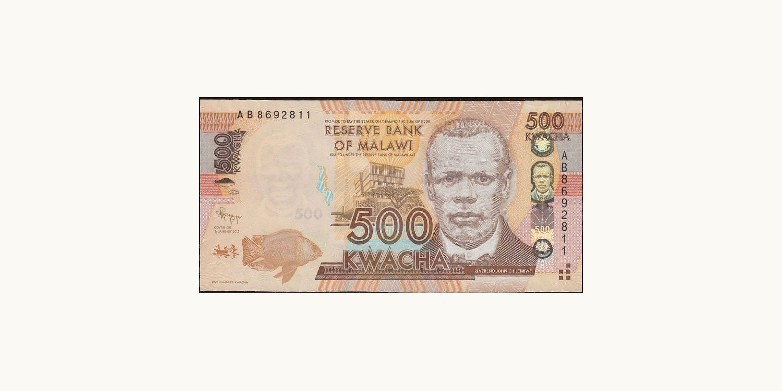 500 kwacha Malawi 2012 — Front side