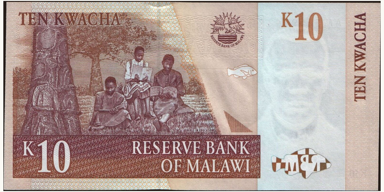 10 kwacha Малави 1997 — Оборотная сторона