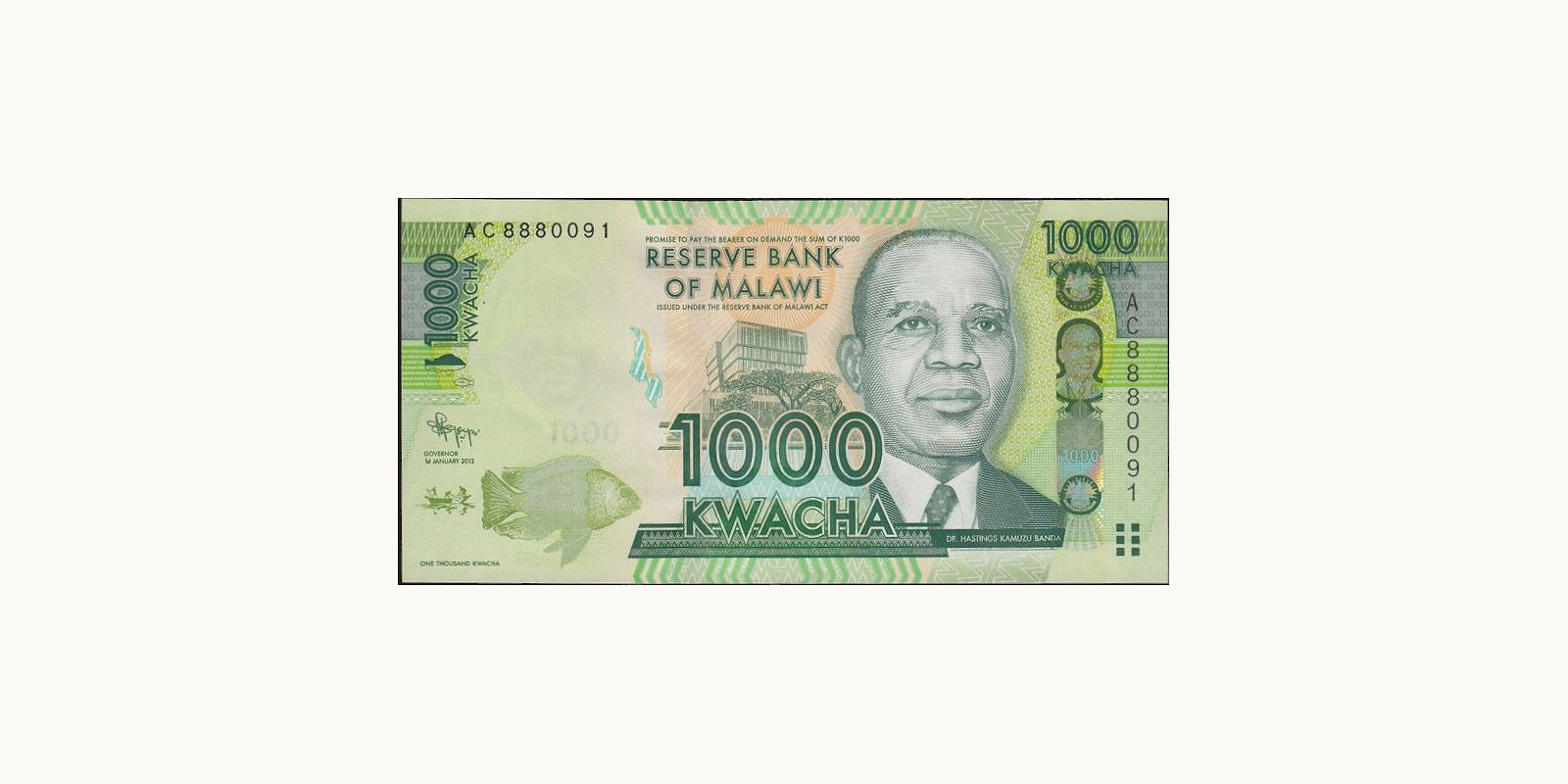 1000 kwacha Малави 2012 — Лицевая сторона