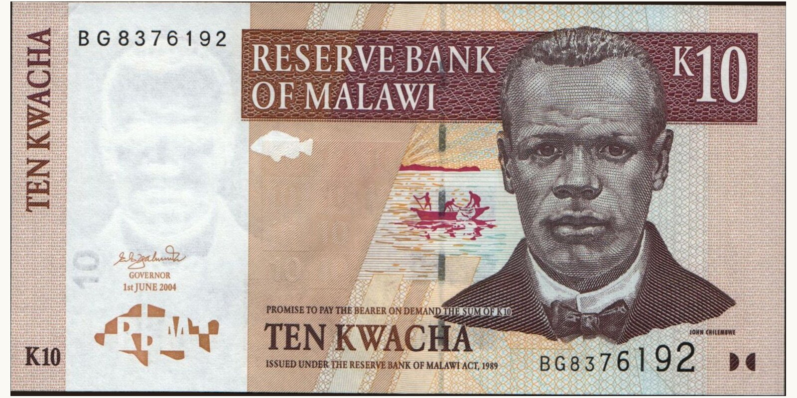 10 kwacha Malawi 2004 — Front side