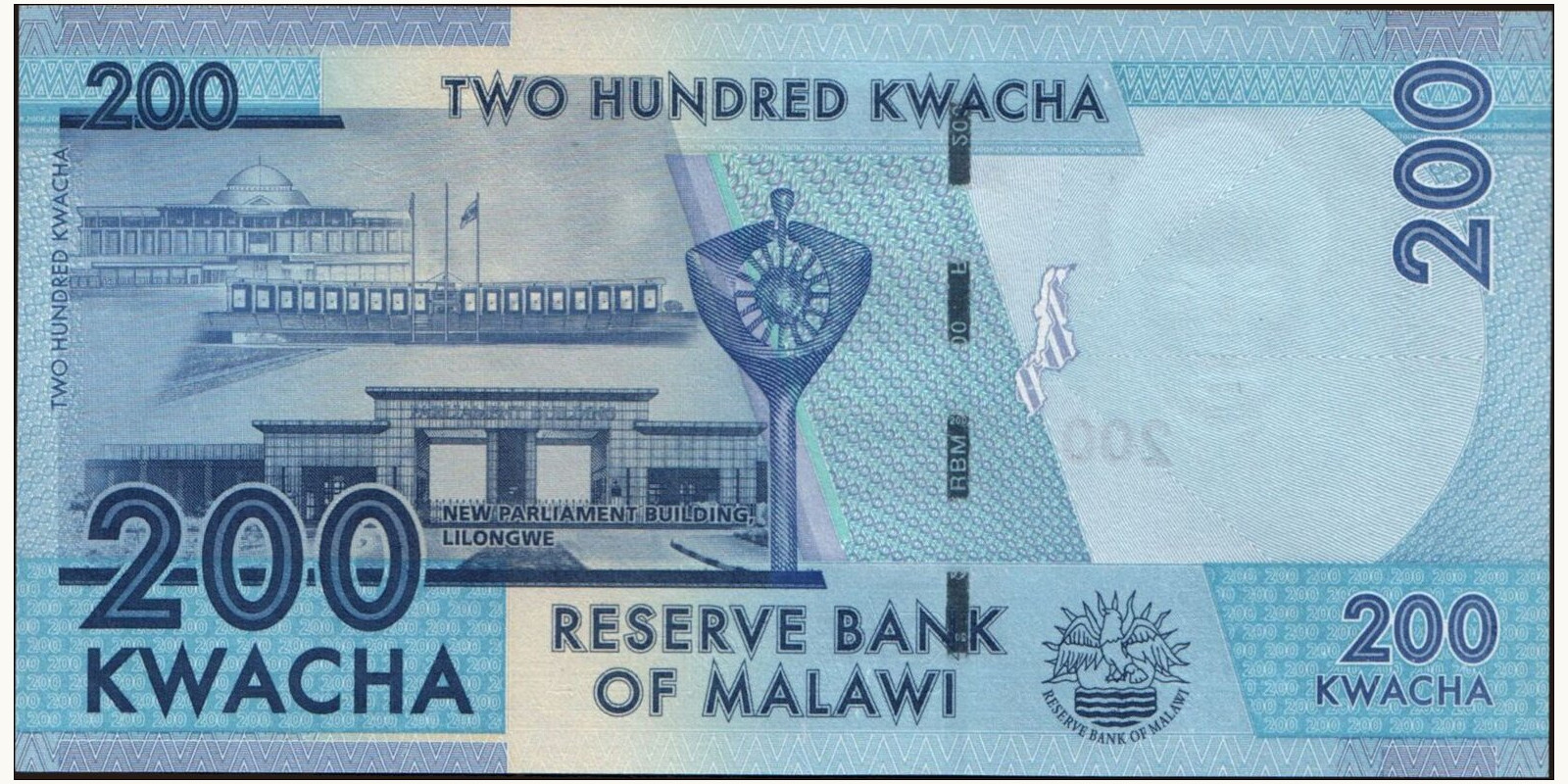 200 kwacha Малави 2022 — Оборотная сторона