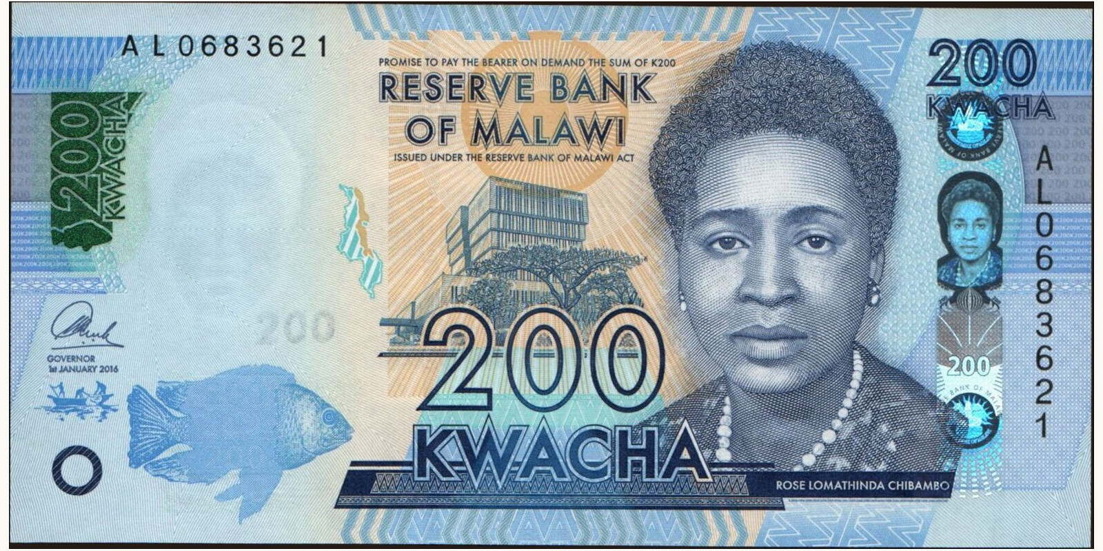200 kwacha Malawi 2016 — Front side