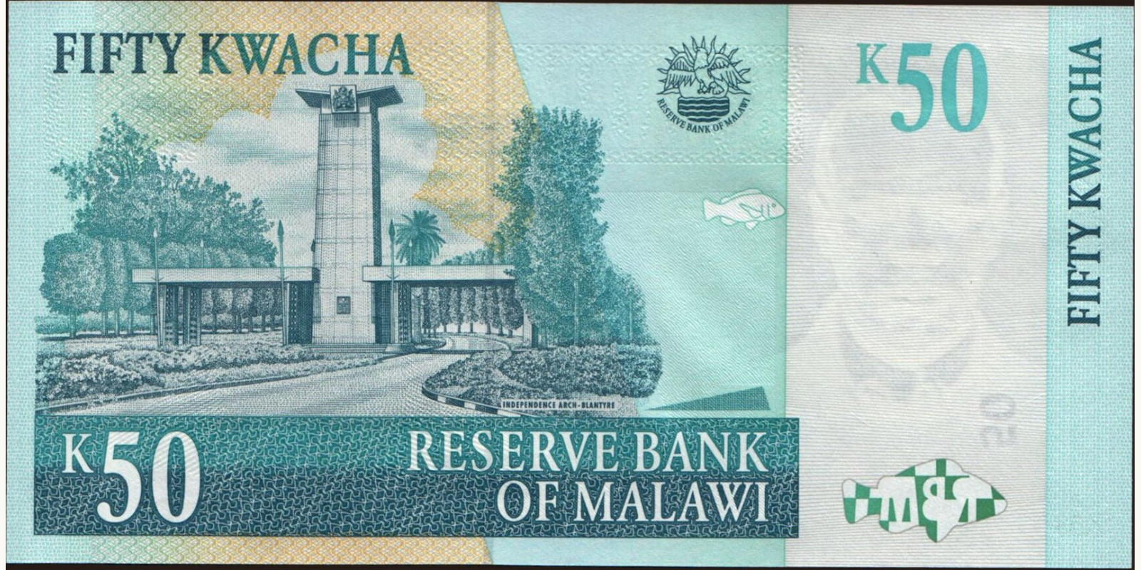 50 kwacha Малави 2009 — Оборотная сторона