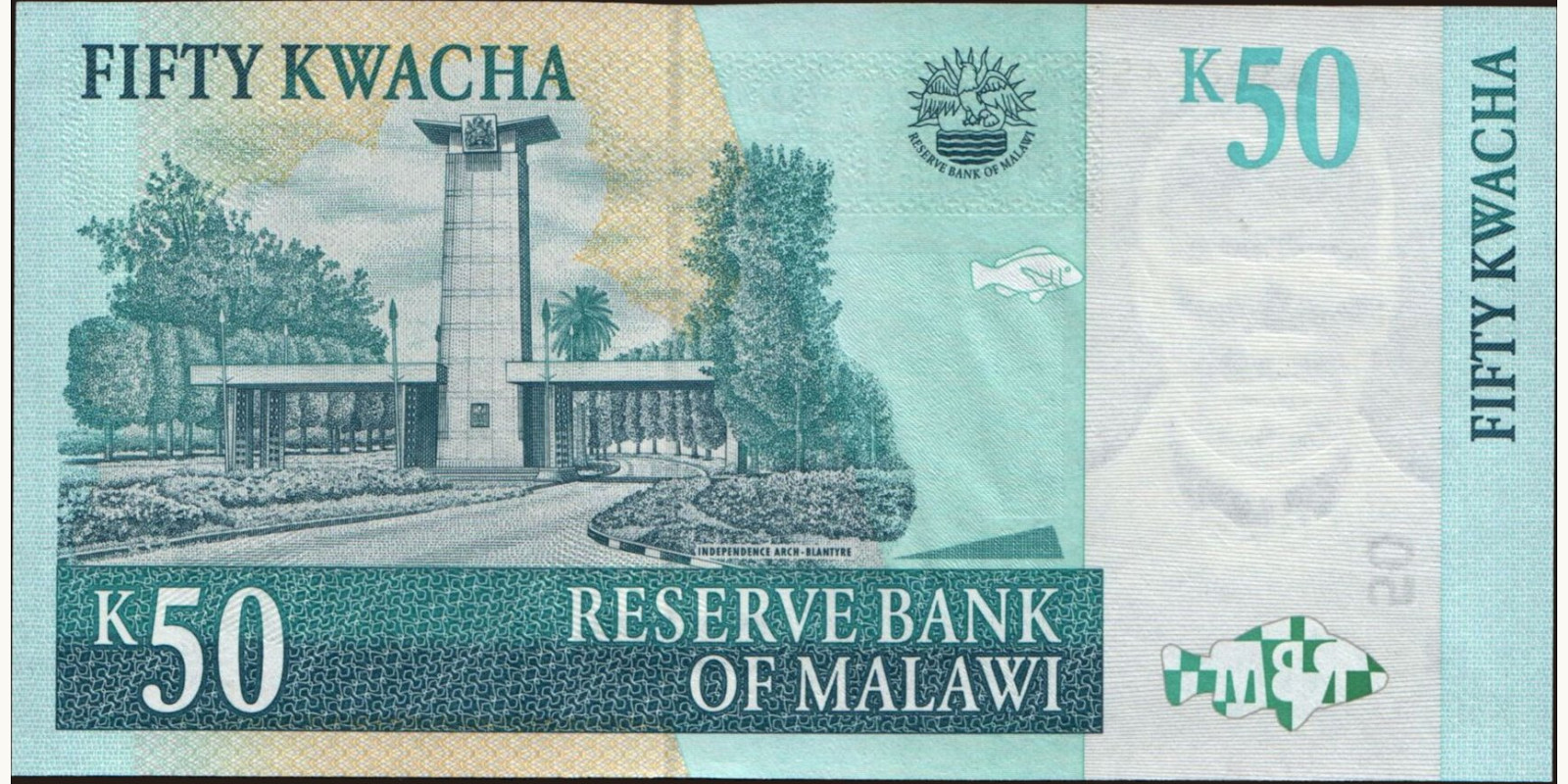 50 kwacha Малави 2003 — Оборотная сторона