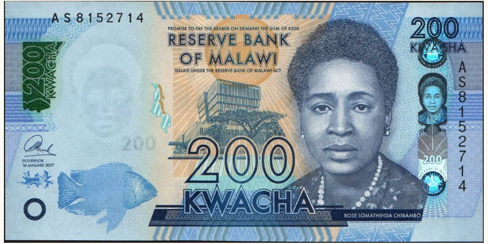 200 kwacha Malawi 2017 — Front side