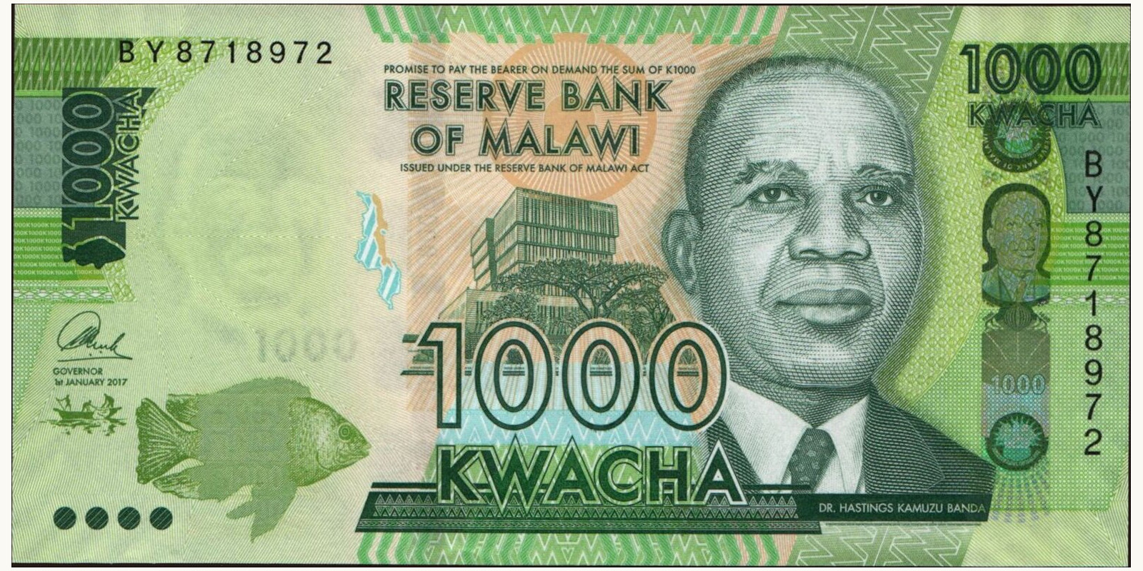 1000 kwacha Malawi 2017 — Front side