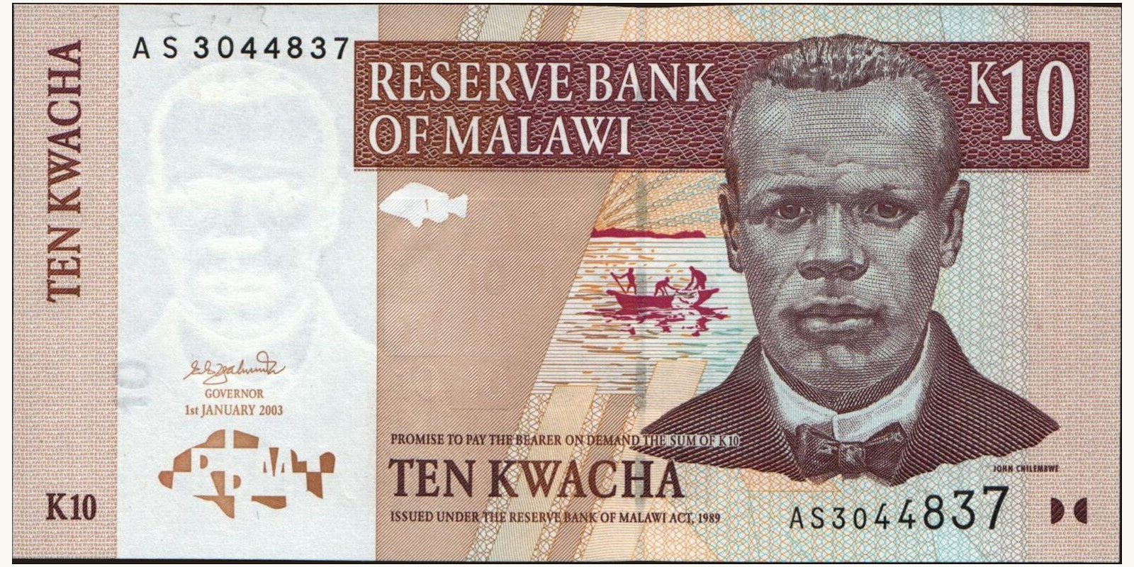 10 kwacha Малави 2003 — Лицевая сторона