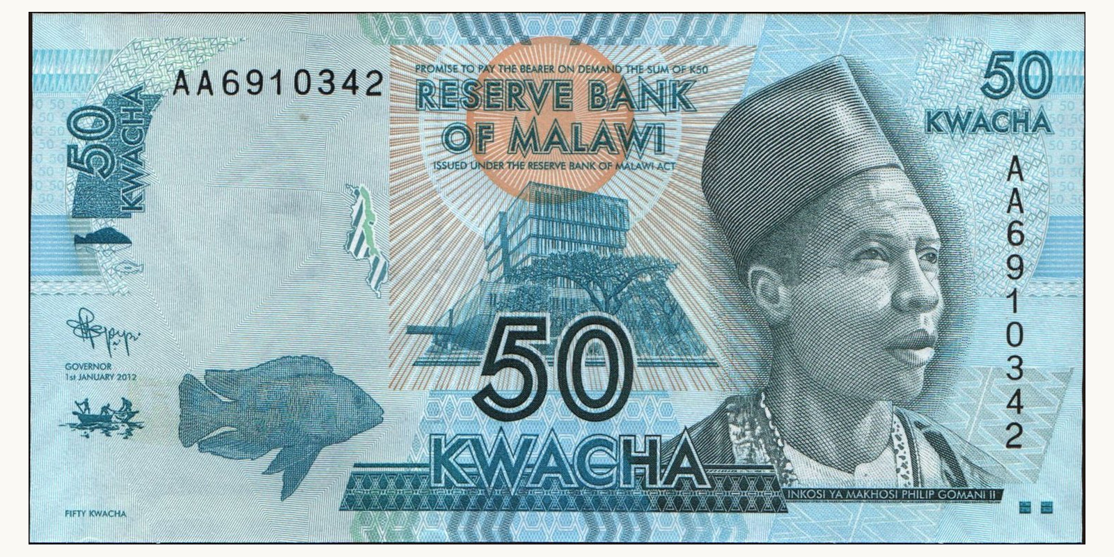 50 kwacha Малави 2012 — Лицевая сторона