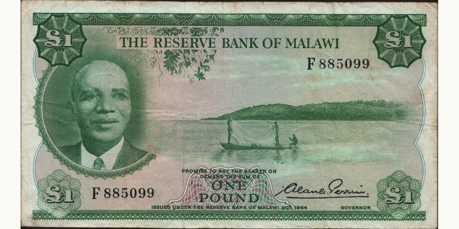 1 pound Малави 1964 — Лицевая сторона