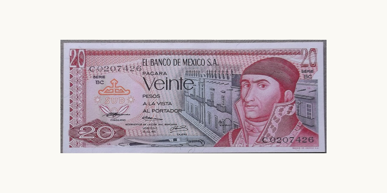 20 pesos Мексика 1973 — Лицевая сторона