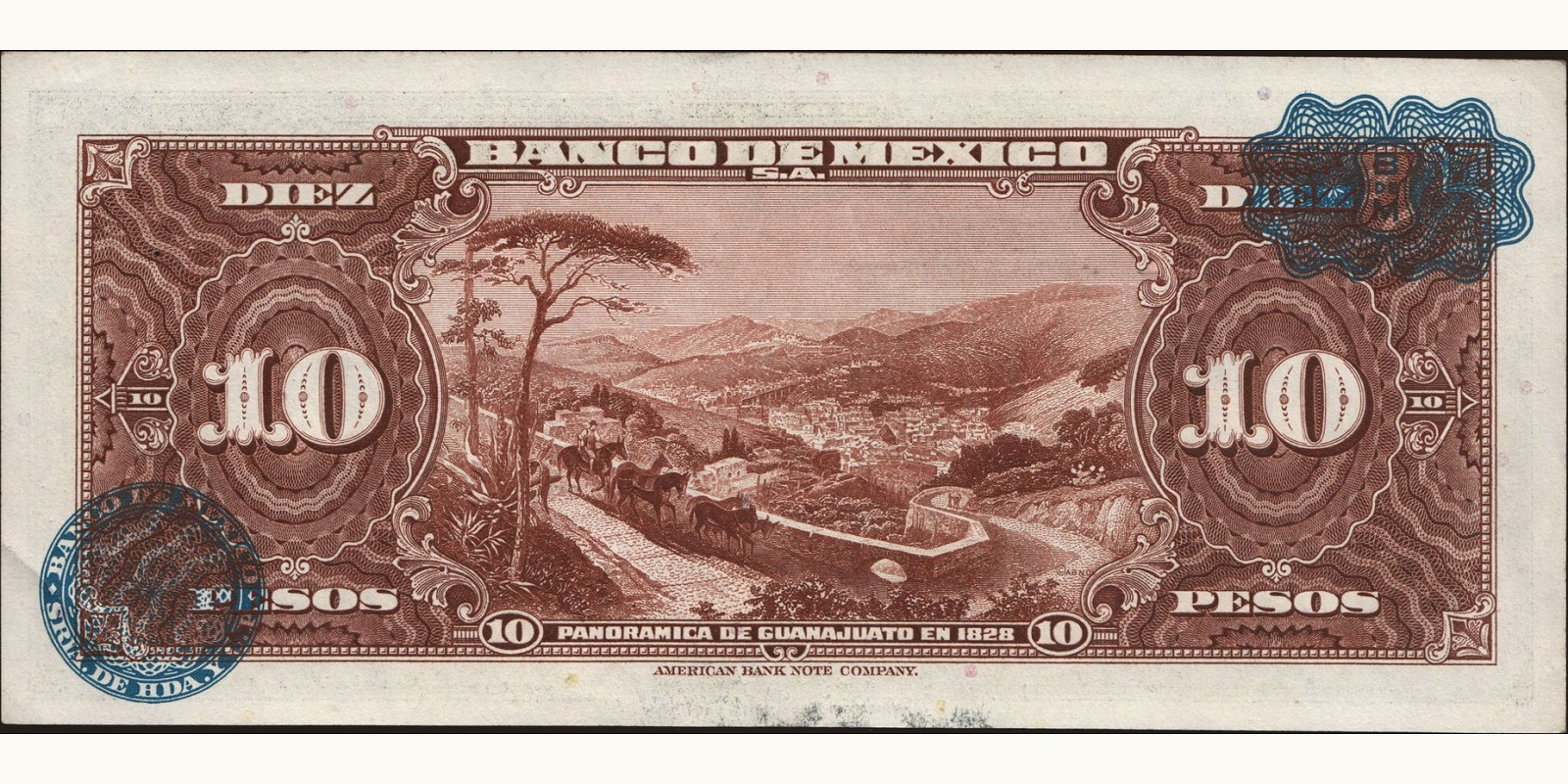 10 pesos Мексика 1954 — Оборотная сторона