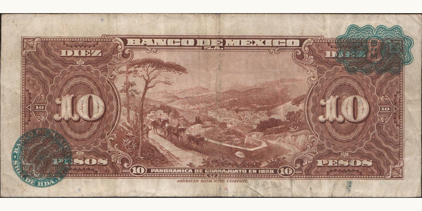 10 pesos Mexico 1959 — Back side