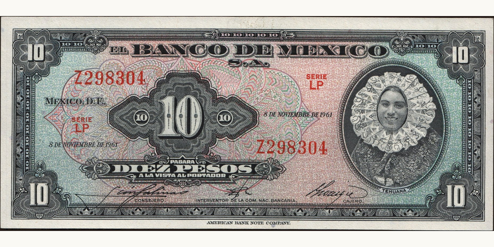 10 pesos Мексика 1961 — Лицевая сторона