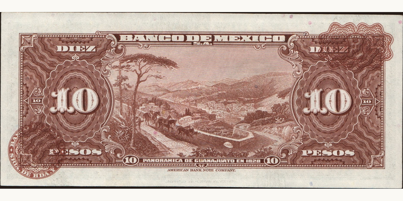 10 pesos Мексика 1965 — Оборотная сторона