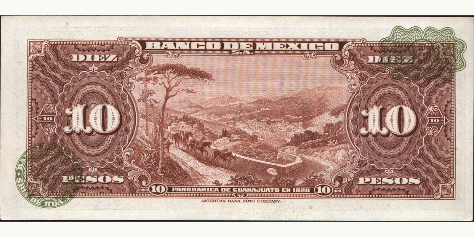 10 pesos Мексика 1967 — Оборотная сторона