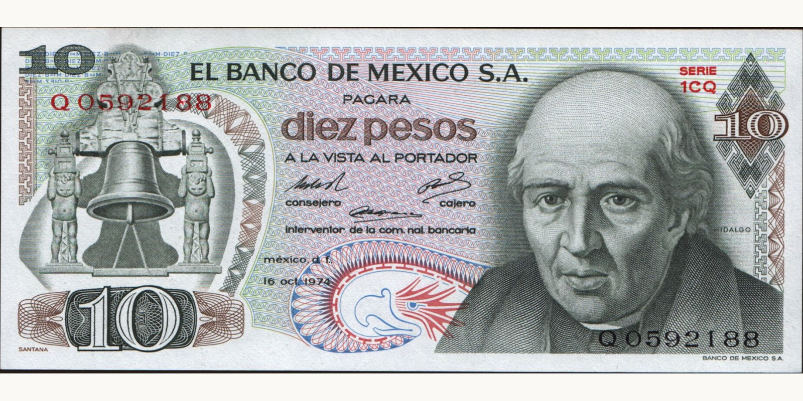 10 pesos Мексика 1974 — Лицевая сторона