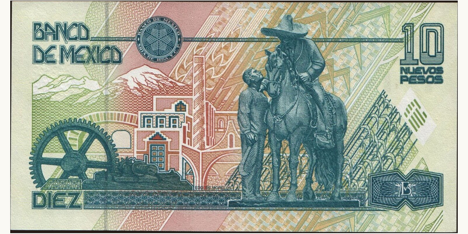 10 pesos Мексика 1992 — Оборотная сторона