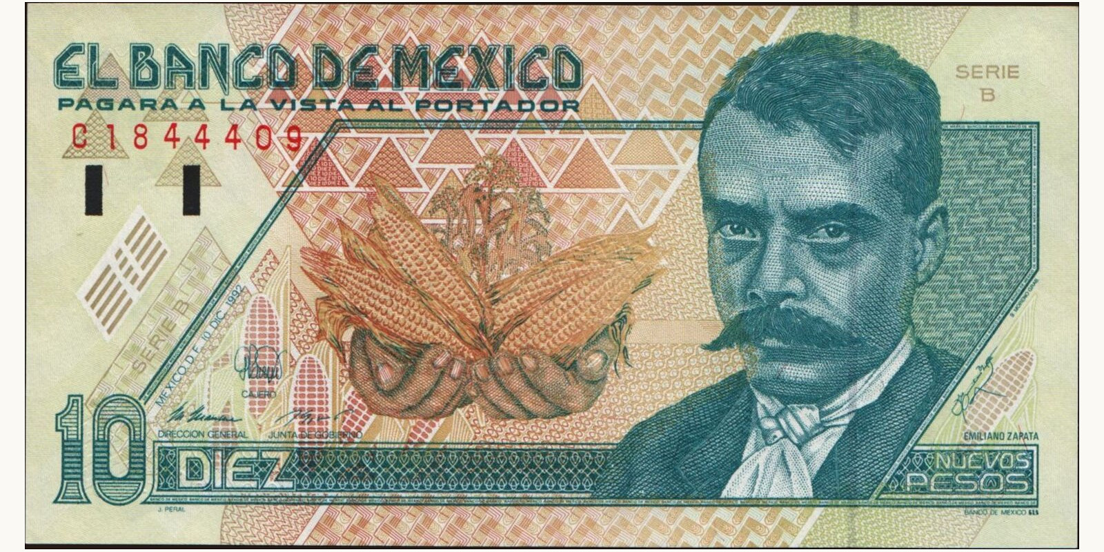 10 pesos Мексика 1992 — Лицевая сторона