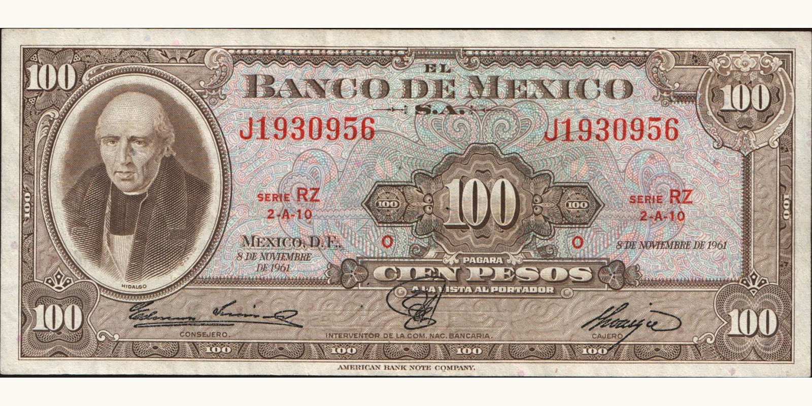 100 pesos 1961