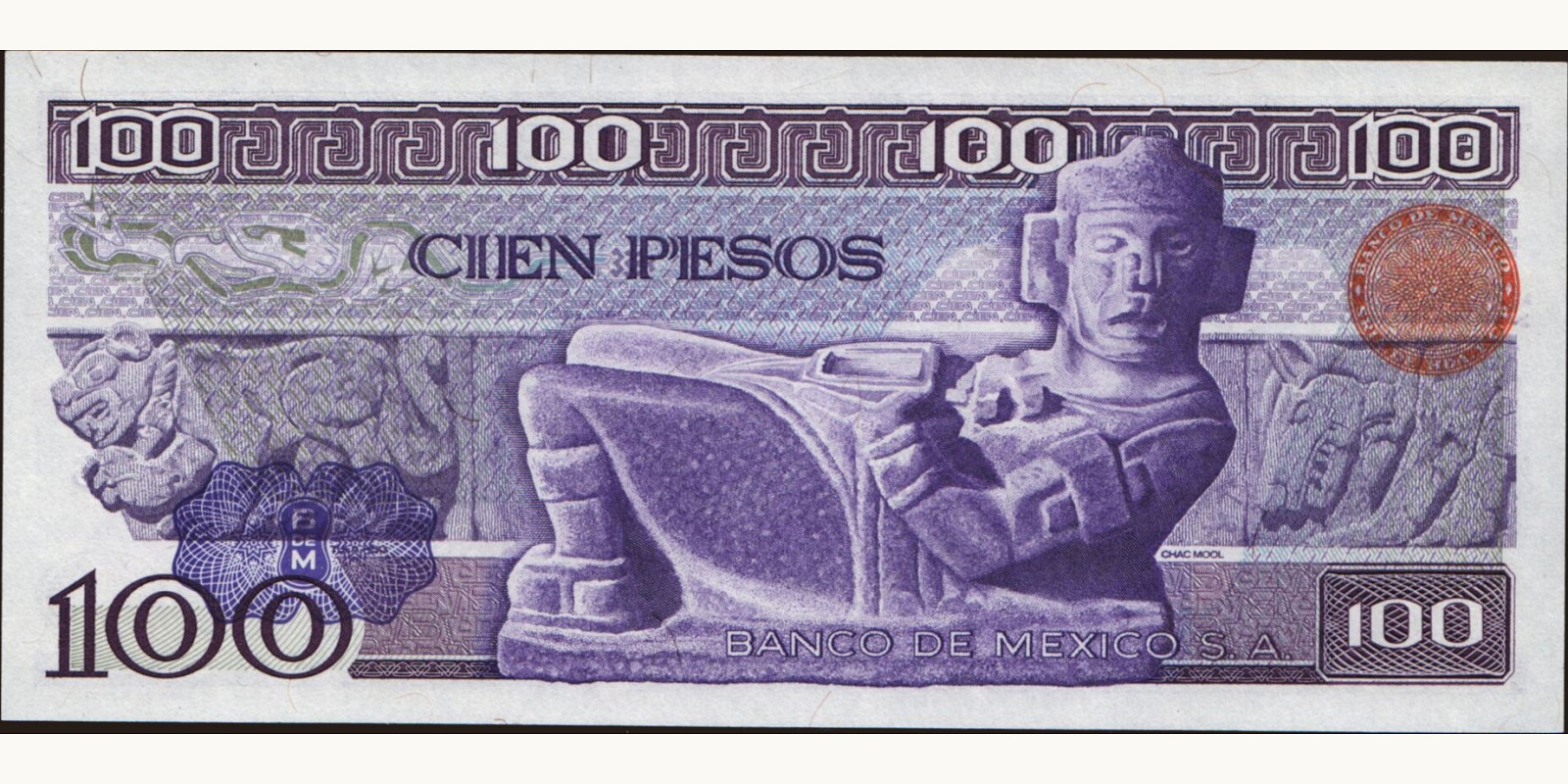 100 pesos Мексика 1974 — Оборотная сторона