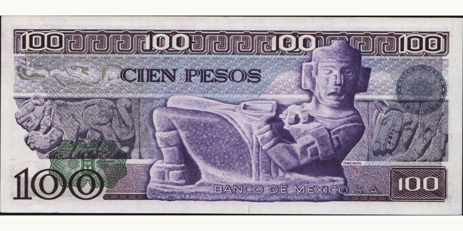 100 pesos Мексика 1978 — Оборотная сторона