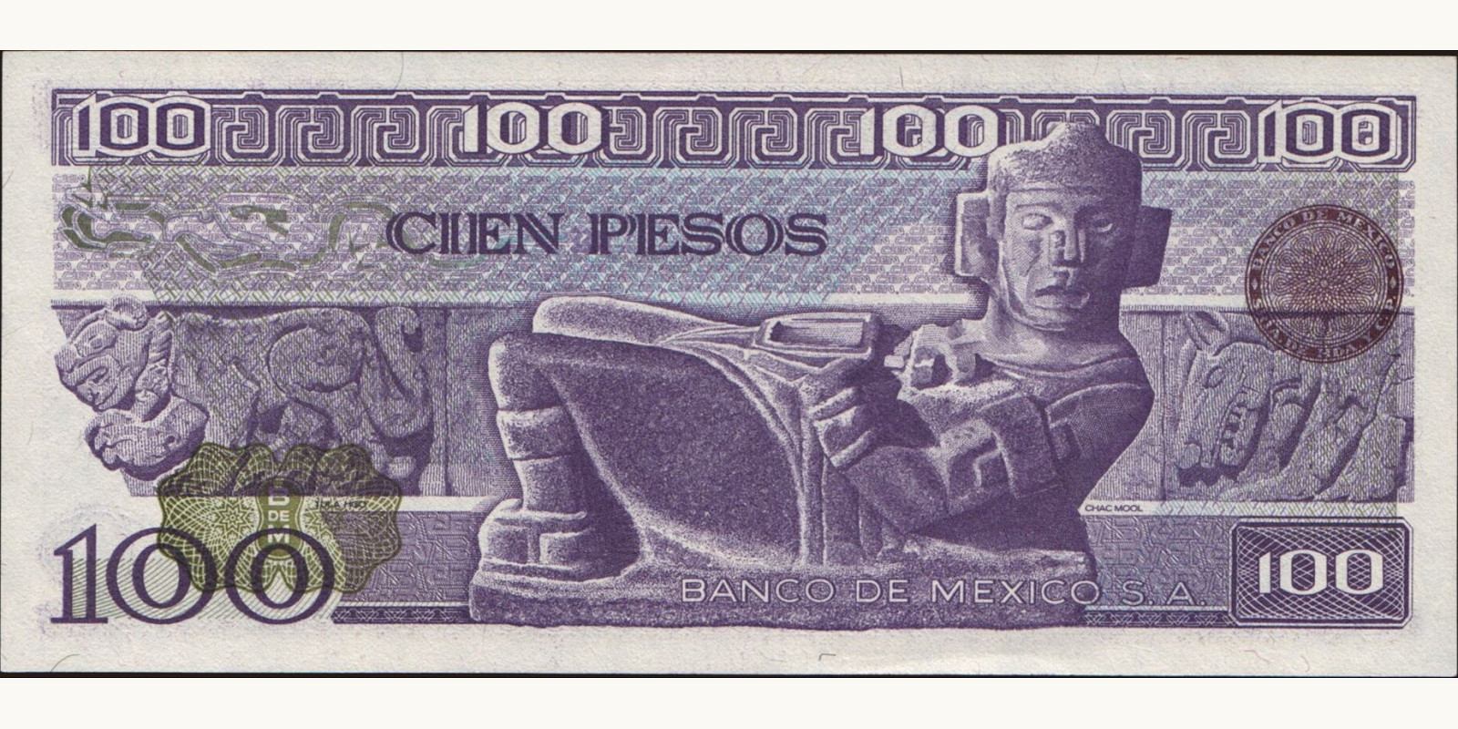 100 pesos Mexico 1981 — Back side
