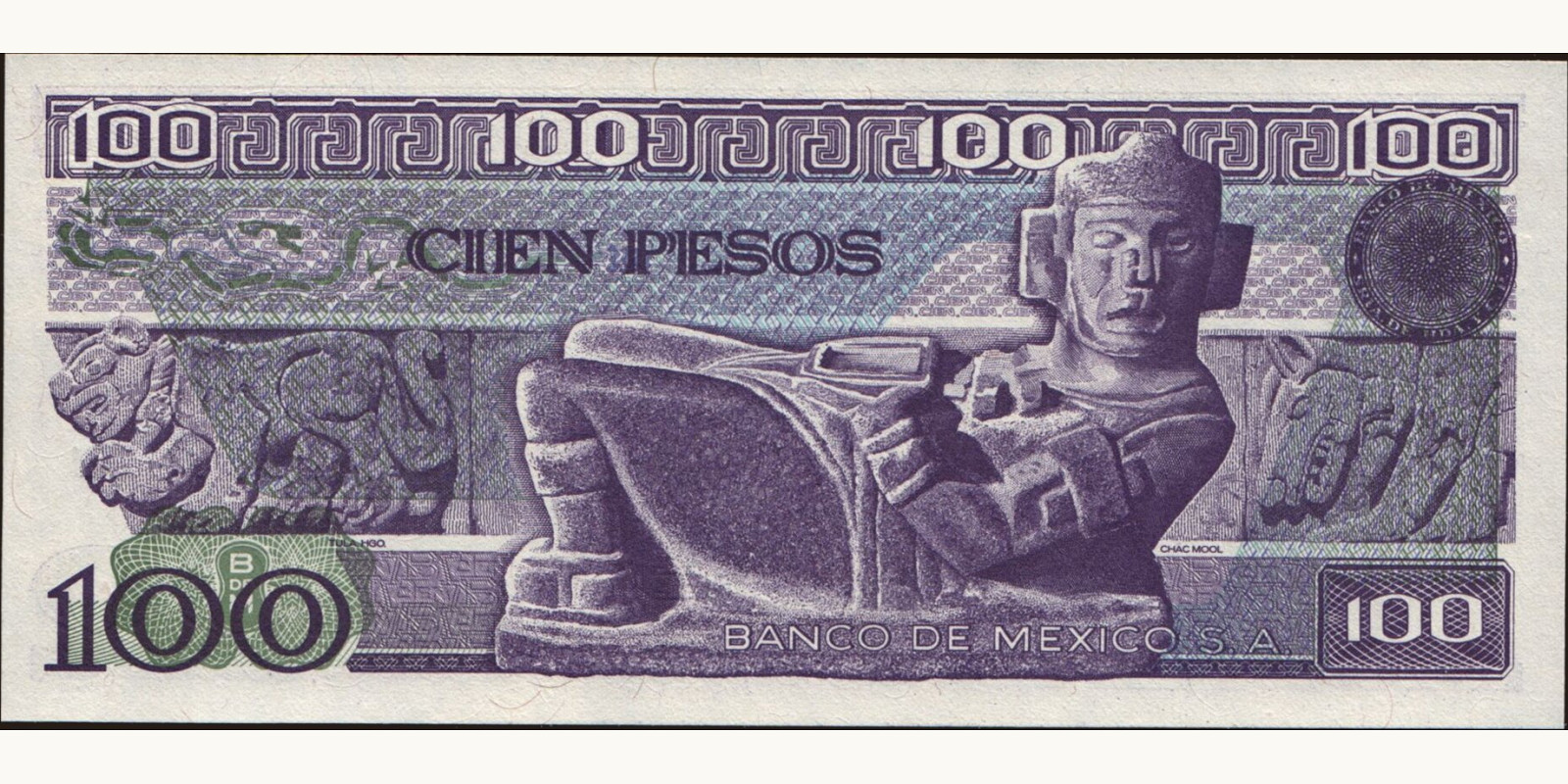 100 pesos Мексика 1982 — Оборотная сторона