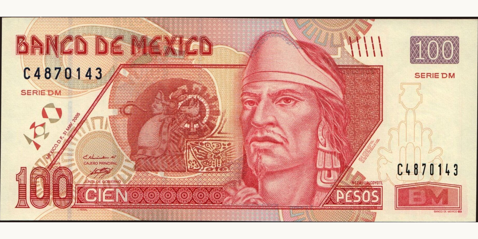 100 pesos Мексика 2005 — Лицевая сторона