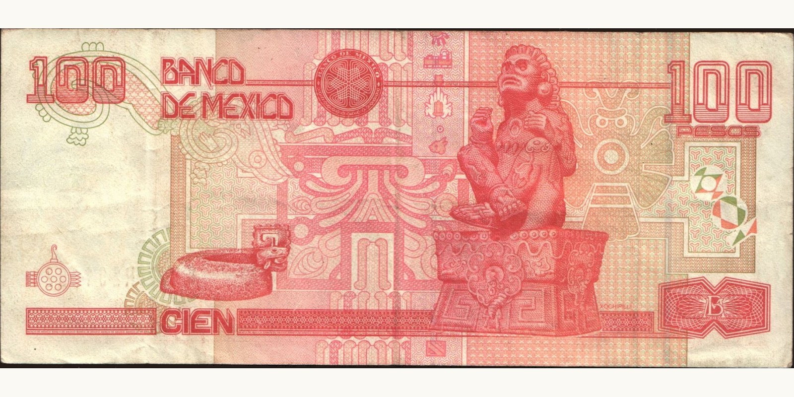 100 pesos Мексика 2008 — Оборотная сторона