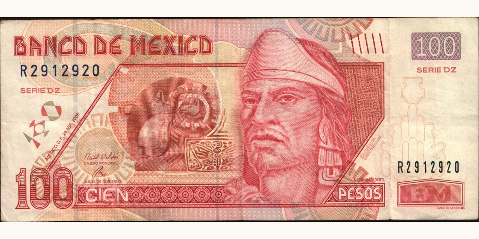 100 pesos Мексика 2008 — Лицевая сторона