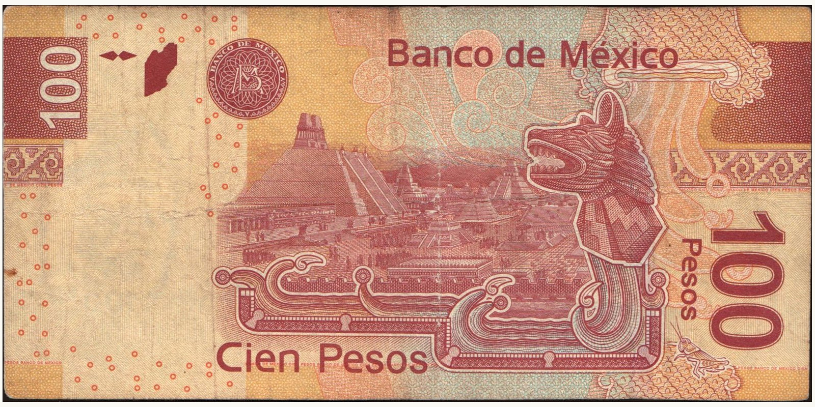 100 pesos Mexico 2012 — Back side
